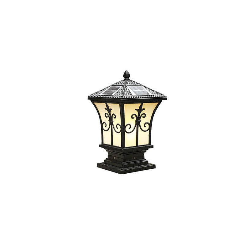 Lampe frontale de colonne extérieure solaire de patio imperméable vintage moderne 