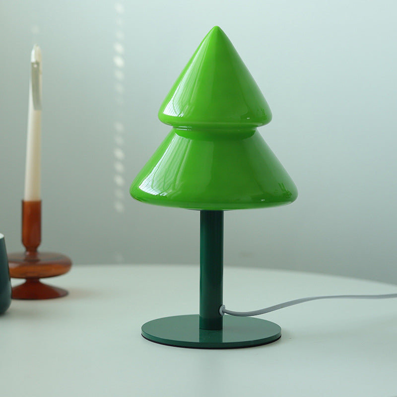Modern Art Deco Iron Glass Christmas Tree LED Table Lamp For Bedroom