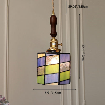 Modern Creative Minimalist Stained Glass Cylinder 1-Light Pendant Light