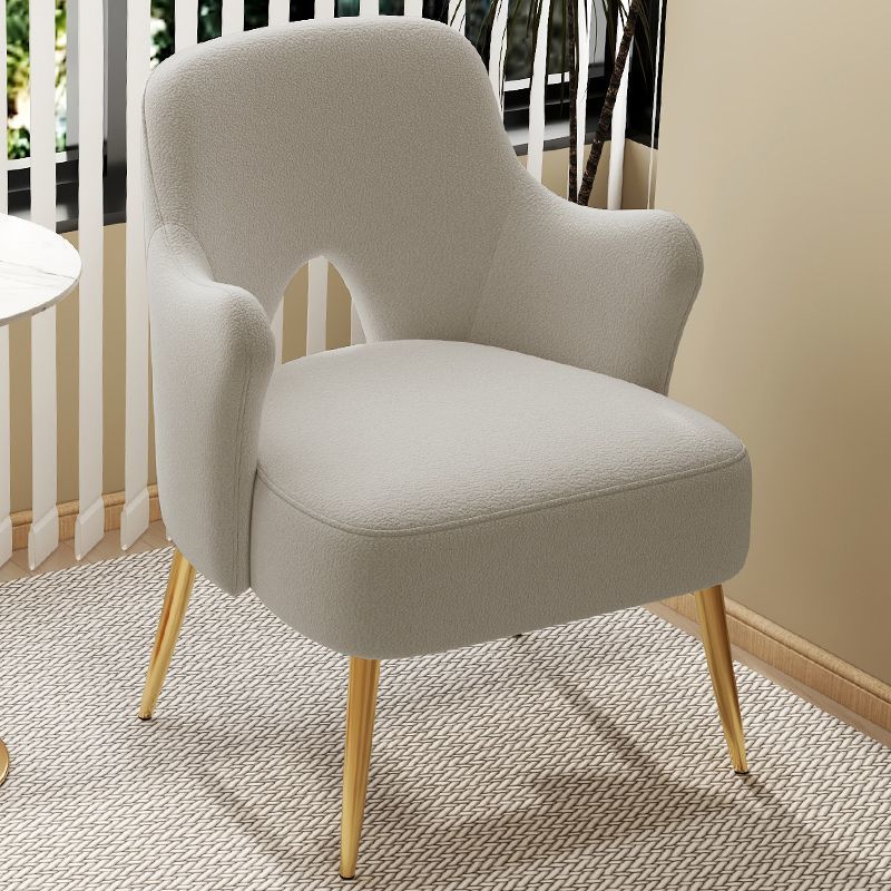 Modern Minimalist Curved Back Plywood Sponge Metal Accent Chair Backrest Armrest For Living Room