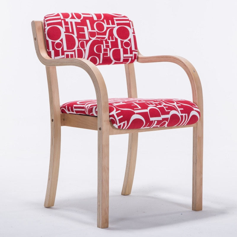Contemporary Nordic Bentwood Linen Faux Leather Velvet Sponge Square Dining Chair Backrest Armrest For Dining Room