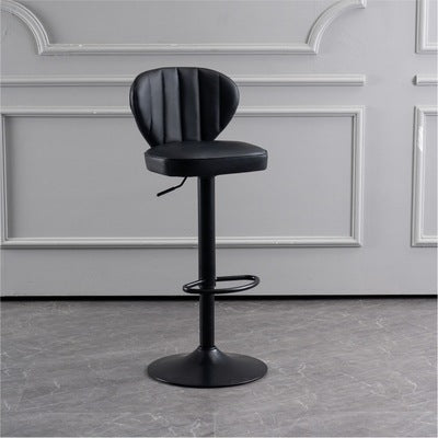 Tabouret de bar carré moderne minimaliste en cuir avec dossier et repose-pieds pour salle à manger 