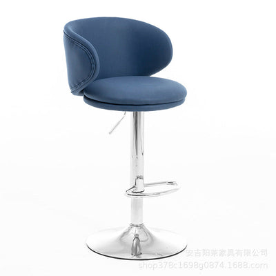 Moderner minimalistischer runder Stoff-Edelstahl-Barhocker mit Rückenlehne für das Esszimmer 