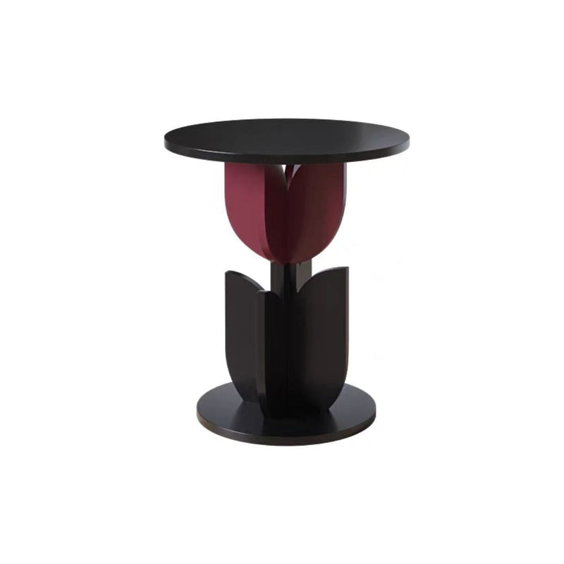 Table basse de salon contemporaine avec plateau en verre ondulé et design tulipe 