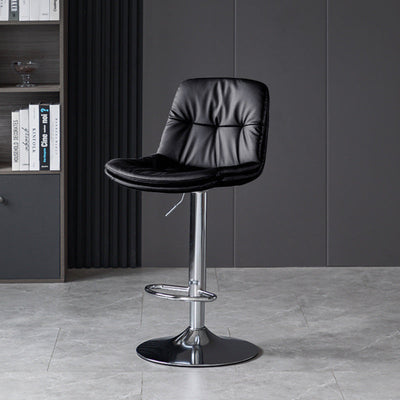 Taburete de barra con respaldo contemporáneo nórdico base redonda cojín rectangular cuero nappa espuma estructura de metal para comedor 