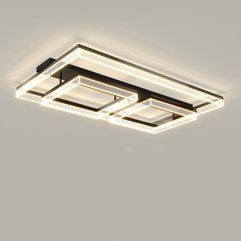 Moderne minimalistische Aluminium Eisen Acryl quadratische rechteckige LED Unterputz Deckenleuchte für Wohnzimmer 