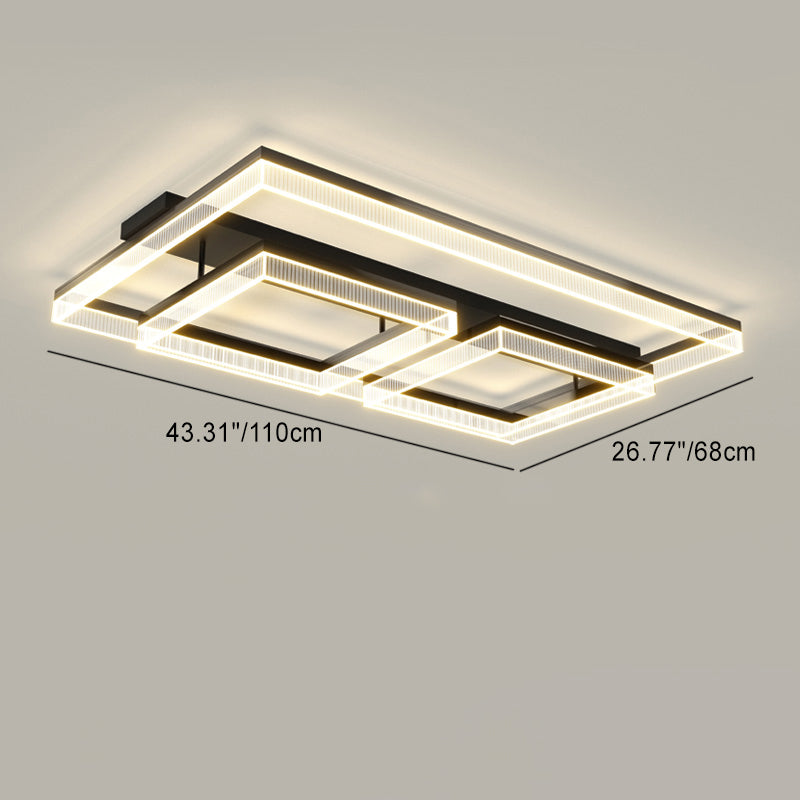 Moderne minimalistische Aluminium Eisen Acryl quadratische rechteckige LED Unterputz Deckenleuchte für Wohnzimmer 