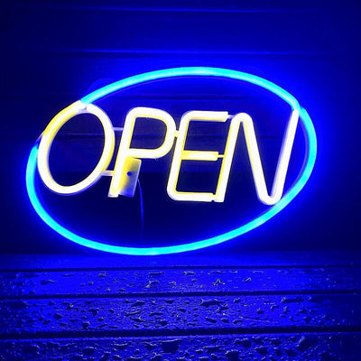 Modern Art Deco Waterproof PS OPEN LED Outdoor Hanging Neon Wall Sconce Lamp For Dining Room