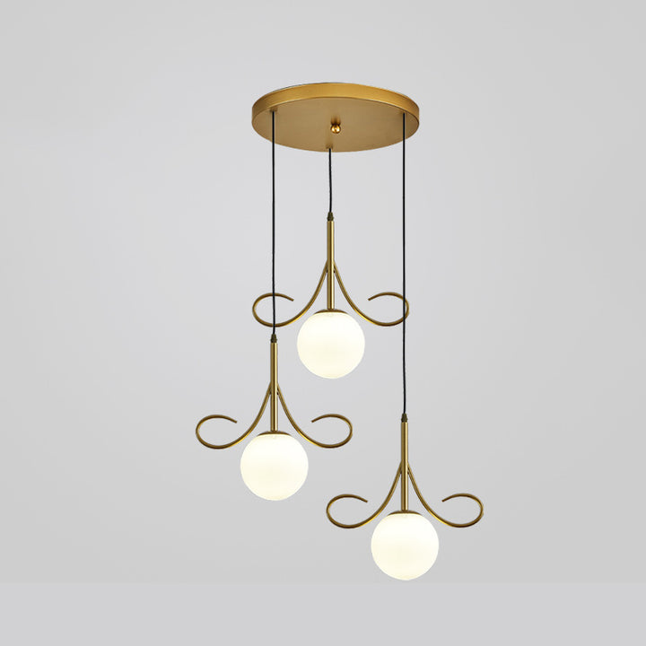 Lustre à 3 lumières en fer et verre avec barbes nordiques contemporaines pour salle à manger 