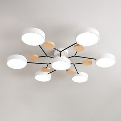 Lustre semi-encastré contemporain scandinave à design de branche moléculaire ronde LED pour salon 