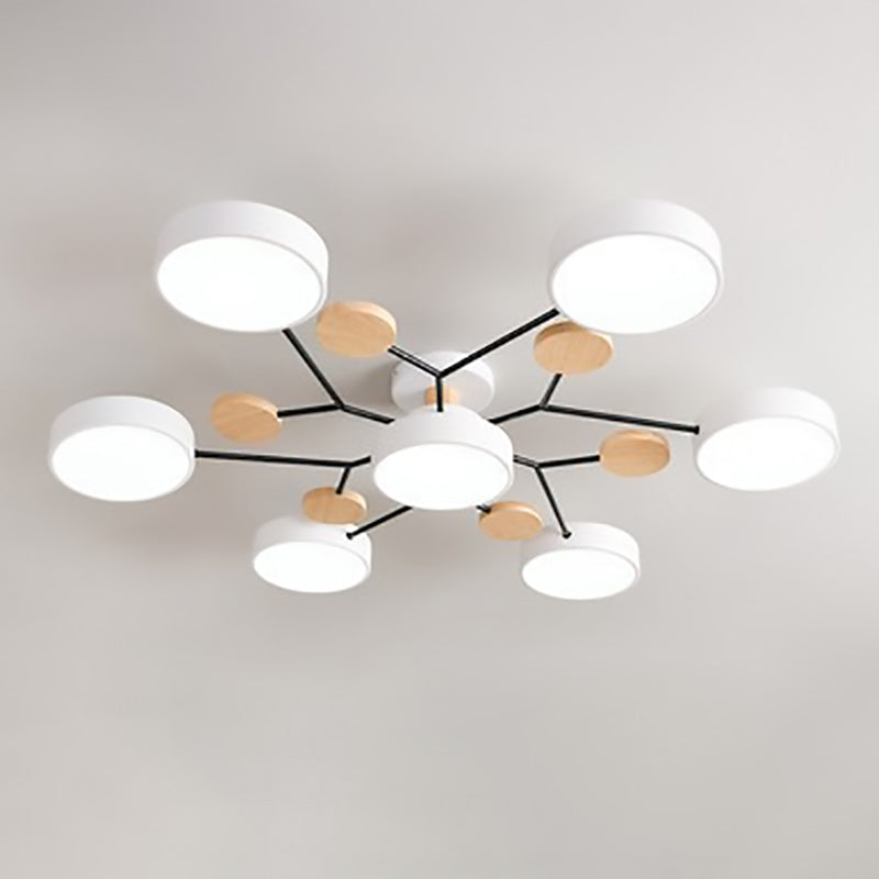 Lustre semi-encastré contemporain scandinave à design de branche moléculaire ronde LED pour salon 