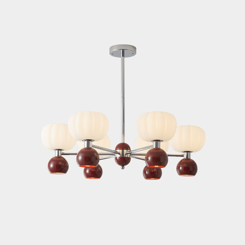 Lustre Contemporain Créatif Citrouille Orbe Fer Aluminium Acrylique 6/12/16 Lumières Pour Salon 