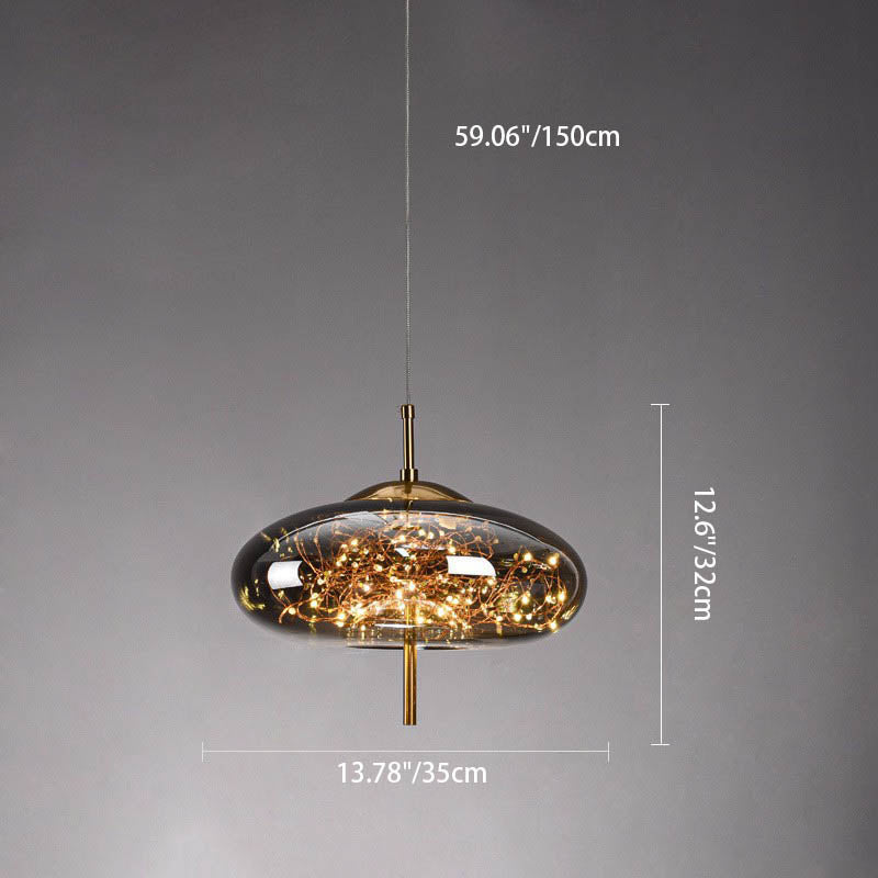 Zeitgenössisches skandinavisches zylindrisches ovales Glas 1-Licht Pendelleuchte für das Schlafzimmer 