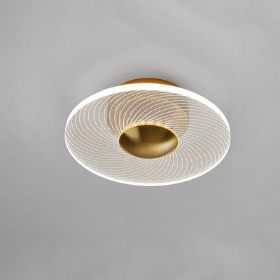 Contemporary Luxury Geometric Circular Vertical Grain Acrylic LED Semi-Flush Mount Ceiling Light For Living Room