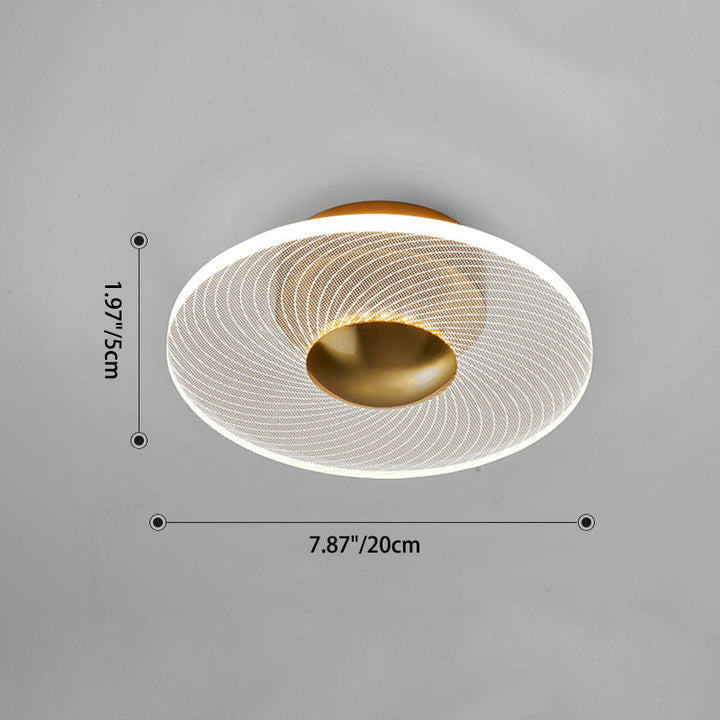 Lustre semi-encastré LED en acrylique à motif géométrique circulaire vertical de luxe contemporain pour salon 