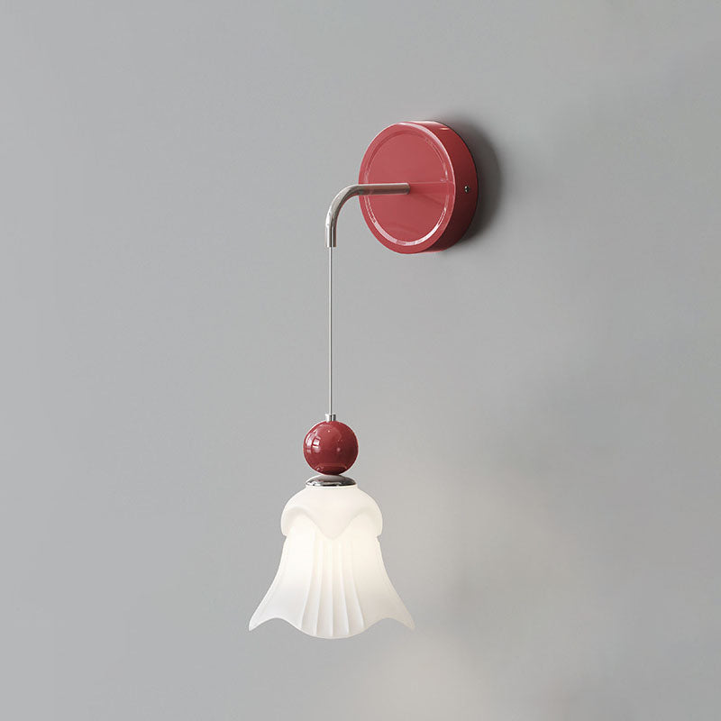 Traditional French Flower Round Ball Iron Glass 1-Light Wall Sconce Lamp For Bedroom