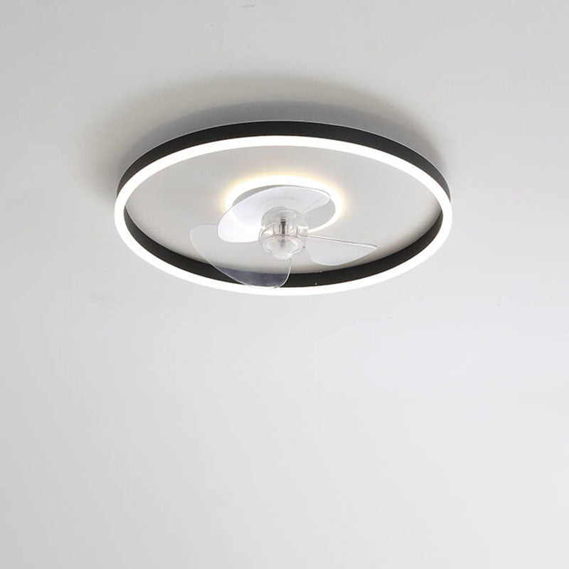 Contemporary Nordic Round Iron Silicone Aluminum Invisible LED Flush Mount Ceiling Fan Light For Living Room &amp; Bedroom