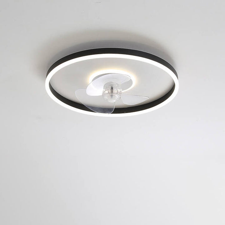 Contemporary Nordic Round Iron Silicone Aluminum Invisible LED Flush Mount Ceiling Fan Light For Living Room &amp; Bedroom