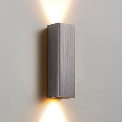 Nordic Minimalist Brushed Aluminum Rectangular Column LED Wall Sconce Lamp