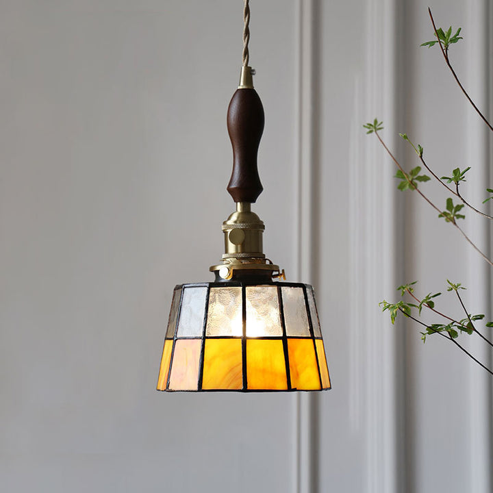 Lustre suspendu moderne créatif minimaliste en verre teinté cylindre à 1 lumière 