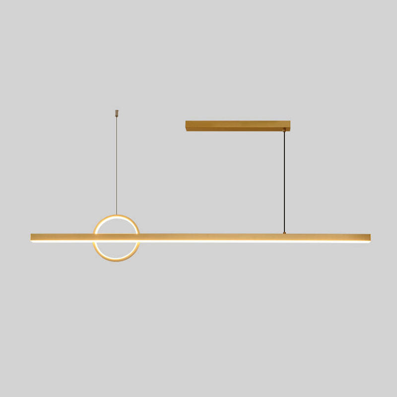 Lámpara colgante LED para isla de cocina de acrílico y cobre con diseño moderno minimalista de líneas y círculos para sala de estar 