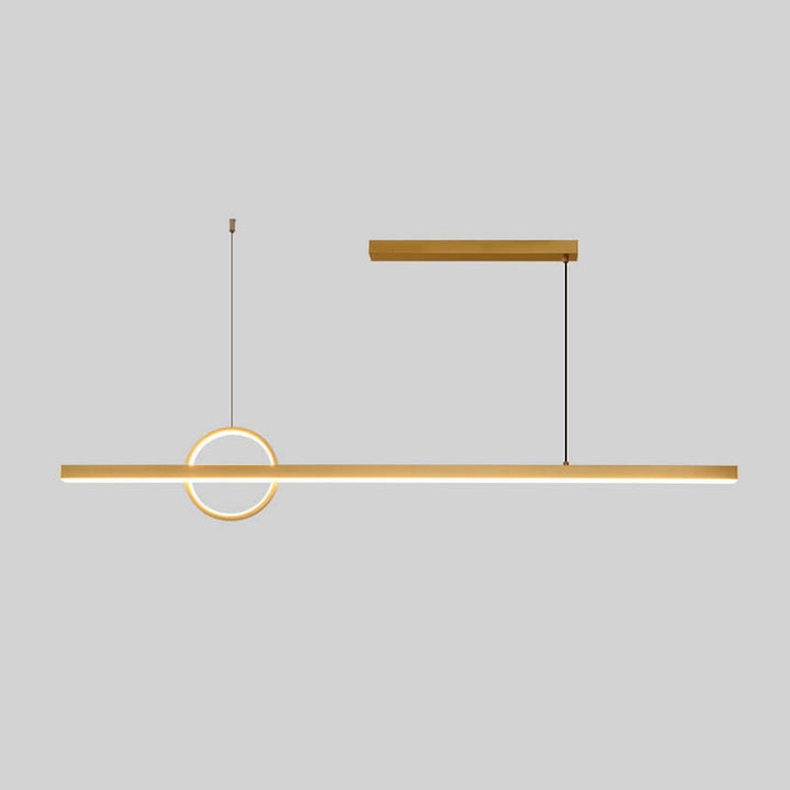 Lámpara colgante LED para isla de cocina de acrílico y cobre con diseño moderno minimalista de líneas y círculos para sala de estar 