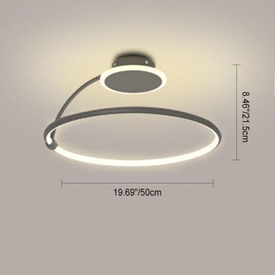 Modern Minimalist Aluminum Alloy Acrylic Lines LED Semi-Flush Mount Ceiling Light For Bedroom