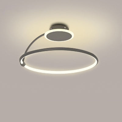 Modern Minimalist Aluminum Alloy Acrylic Lines LED Semi-Flush Mount Ceiling Light For Bedroom