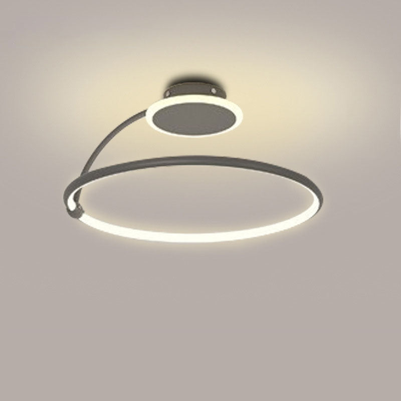 Modern Minimalist Aluminum Alloy Acrylic Lines LED Semi-Flush Mount Ceiling Light For Bedroom