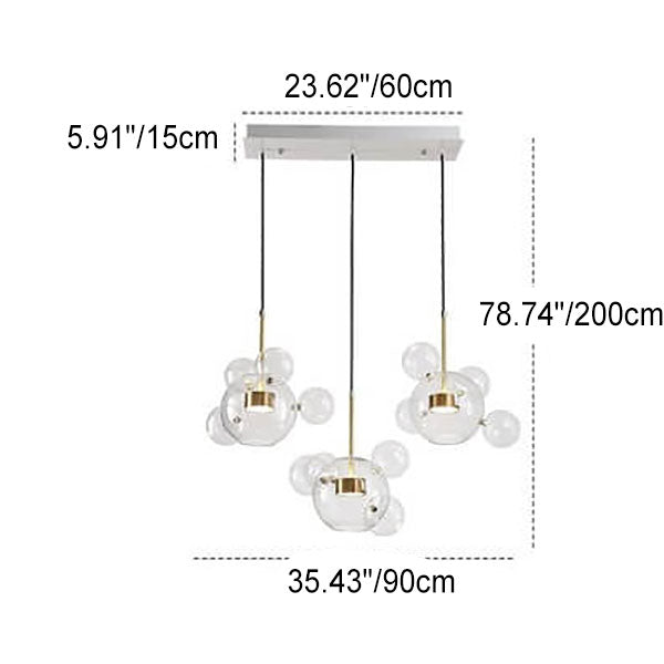 Modern Atom Mickey Head Bubble Glass Ball 1-Light LED Pendant Light