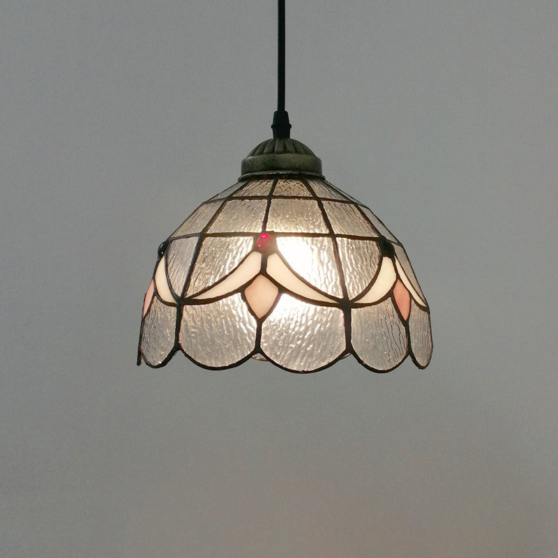 Traditionelle Tiffany Halbrunde Glas 1-Licht Pendelleuchte für Schlafzimmer 