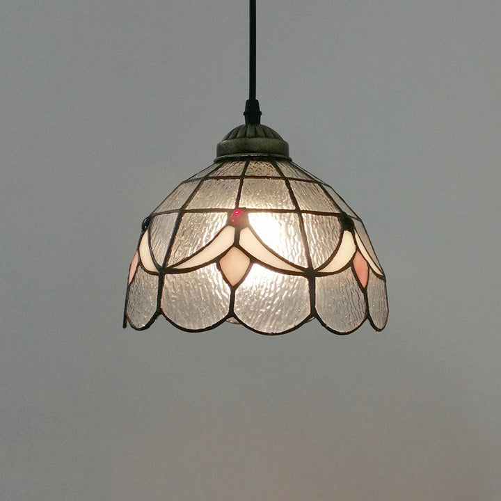Traditionelle Tiffany Halbrunde Glas 1-Licht Pendelleuchte für Schlafzimmer 