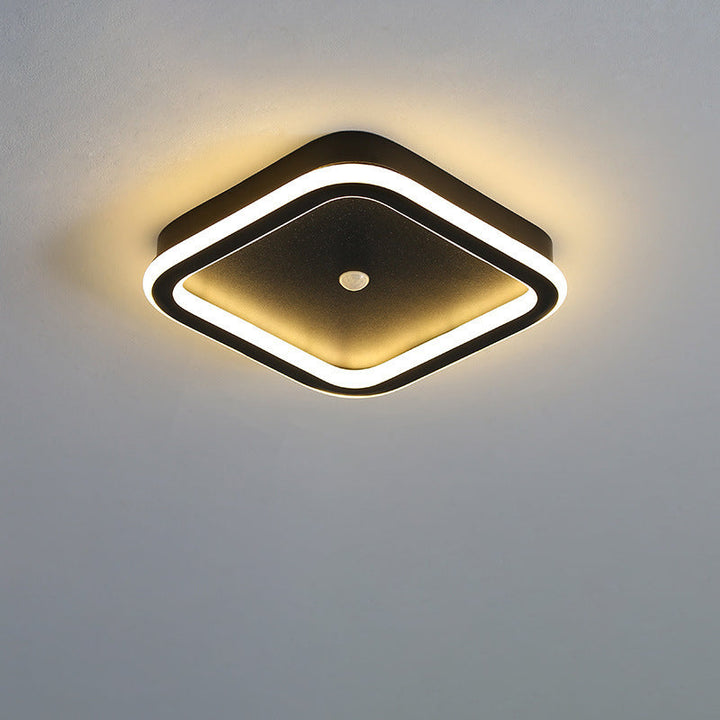Plafonnier LED en fer aluminium PVC à montage affleurant rhombique rond minimaliste moderne pour salon 