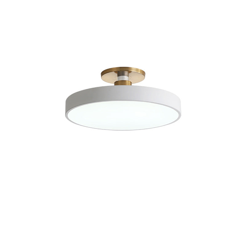 Contemporary Scandinavian Metal Acrylic Round LED Semi-Flush Mount Ceiling Light For Hallway
