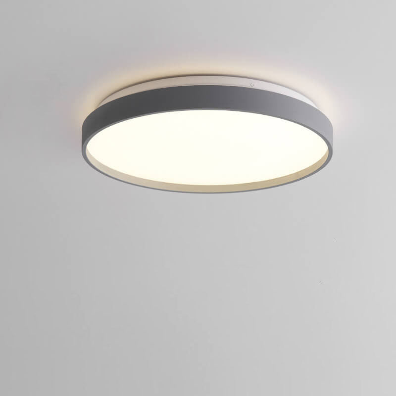 Modern Minimalist Round Solid Color Acrylic Iron LED Flush Mount Ceiling Light For Living Room &amp; Bedroom