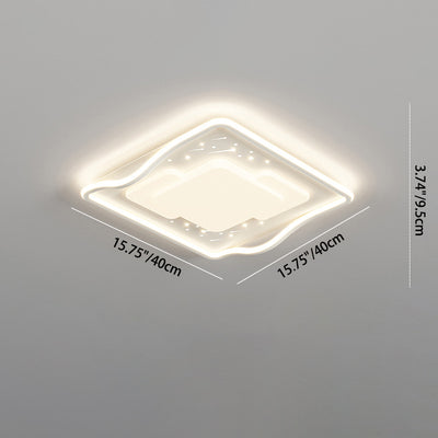 Luz de techo LED de montaje empotrado de hierro acrílico con ondas cuadradas redondas creativas contemporáneas para dormitorio 