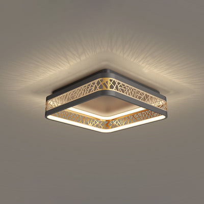 Plafonnier LED au design creux en forme de nid d'oiseau rond en fer de simplicité moderne pour le salon 