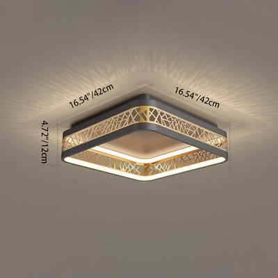 Plafonnier LED au design creux en forme de nid d'oiseau rond en fer de simplicité moderne pour le salon 