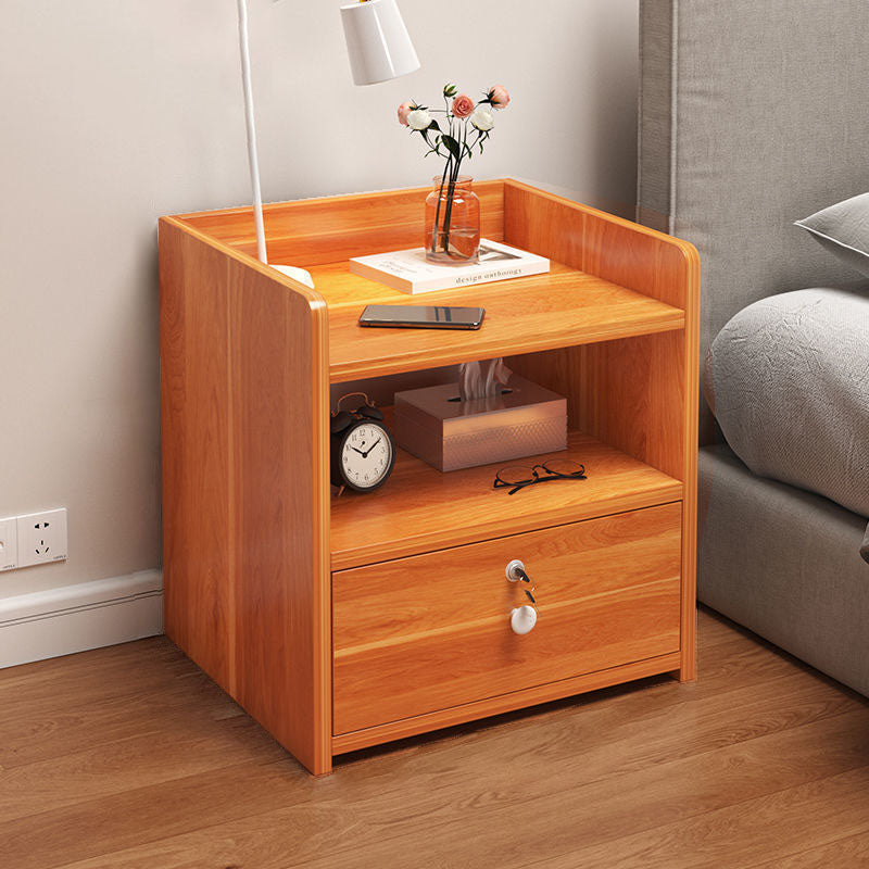 Table de chevet rectangulaire minimaliste moderne en panneau de densité avec 1/2/3 tiroirs pour chambre à coucher 