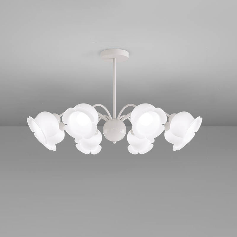 Lámpara de Araña de Flores Acrílicas de Hierro Forjado Francés Tradicional de 3/5/6/8 Luces para Sala de Estar 