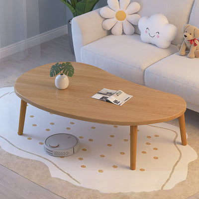 Mesa Auxiliar Moderna Minimalista Ovalada Curvada de Tablero de Densidad de Madera de 1 Nivel para Sala de Estar 