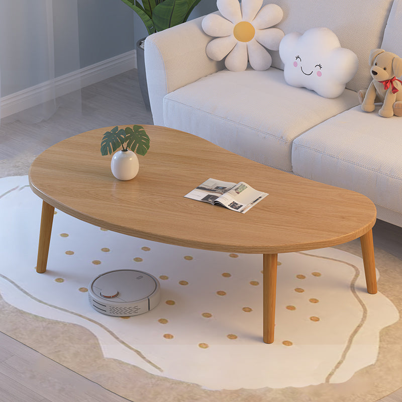 Mesa Auxiliar Moderna Minimalista Ovalada Curvada de Tablero de Densidad de Madera de 1 Nivel para Sala de Estar 