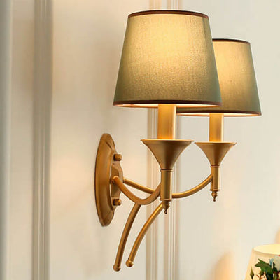 European Light Luxury Iron Fabric 1/2-Light Mushroom Wall Sconce Lamp