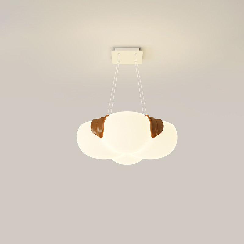 Moderna lámpara de araña LED de hierro PE con forma de flor burbuja Art Deco para dormitorio 