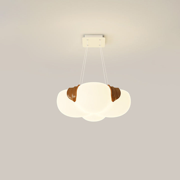 Moderna lámpara de araña LED de hierro PE con forma de flor burbuja Art Deco para dormitorio 