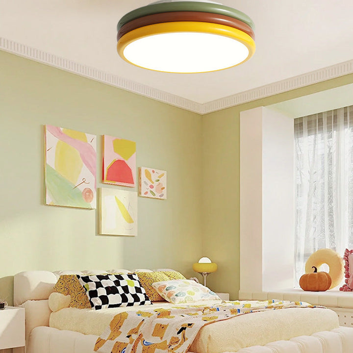 Zeitgenössische kreative Eisen Acryl Runde Hamburger LED Unterputz Deckenleuchte für Schlafzimmer 