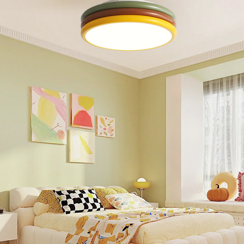 Zeitgenössische kreative Eisen Acryl Runde Hamburger LED Unterputz Deckenleuchte für Schlafzimmer 