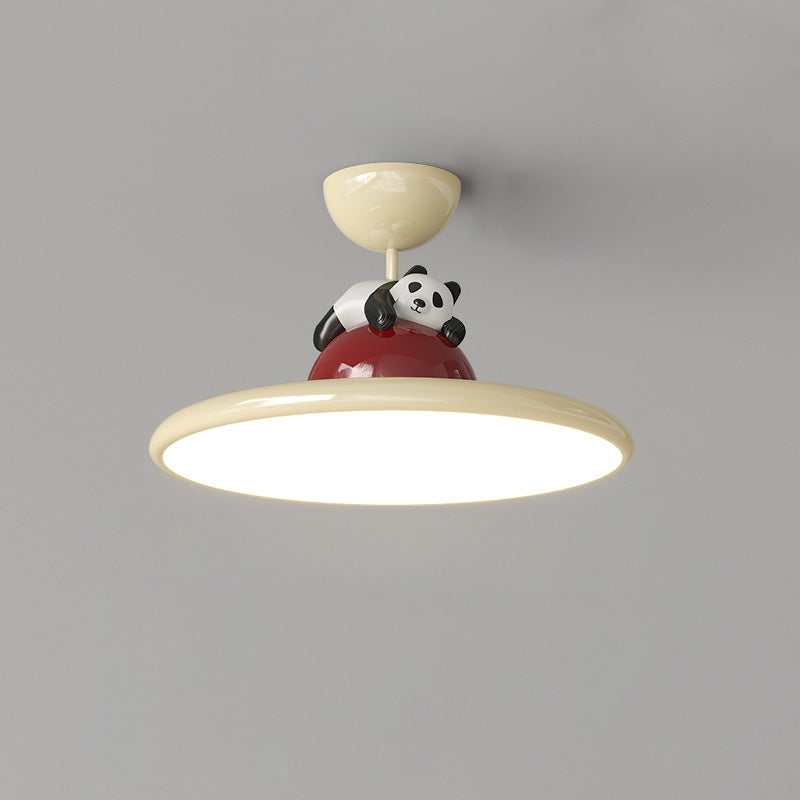Zeitgenössische kreative Cartoon Panda Elefant Eisen Acryl LED Semi-Flush Mount Deckenleuchte für Schlafzimmer 