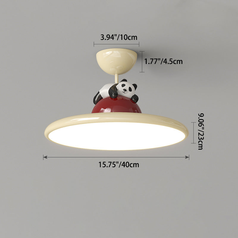 Zeitgenössische kreative Cartoon Panda Elefant Eisen Acryl LED Semi-Flush Mount Deckenleuchte für Schlafzimmer 