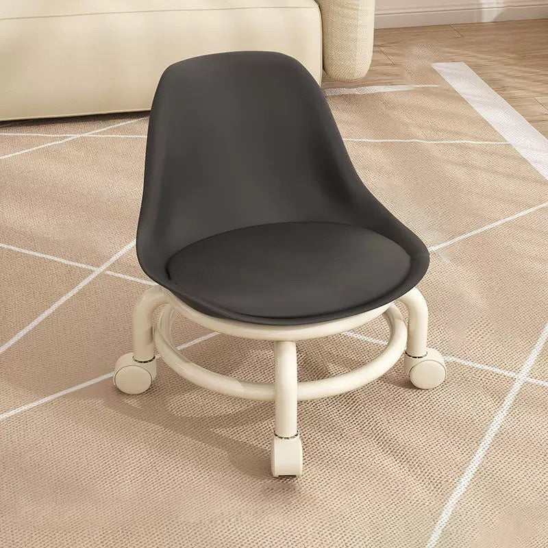 Zeitgenössischer kreativer runder Acryl-Doppelpedestal-Drehstuhl mit Rollen und Rückenlehne für das Wohnzimmer 